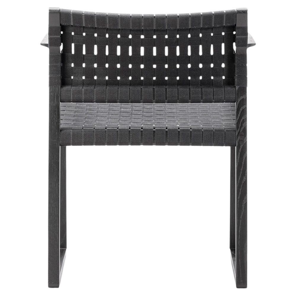 Mogensen BM62 Dining Chair - Black Linen Webbing, Oak Black Lacquer