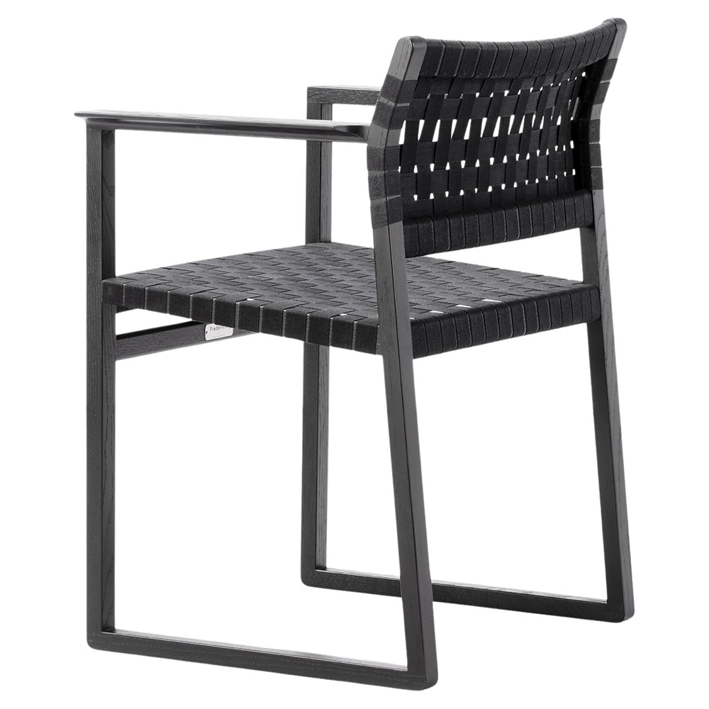 Mogensen BM62 Dining Chair - Black Linen Webbing, Oak Black Lacquer