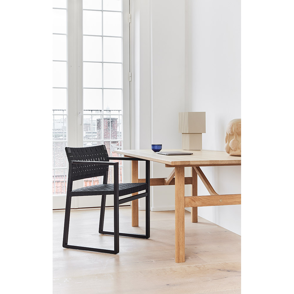 Mogensen BM62 Dining Chair - Black Linen Webbing, Oak Black Lacquer