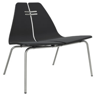 PK23 Front Upholstered Lounge Chair - Black Ash Shell, Chrome Base