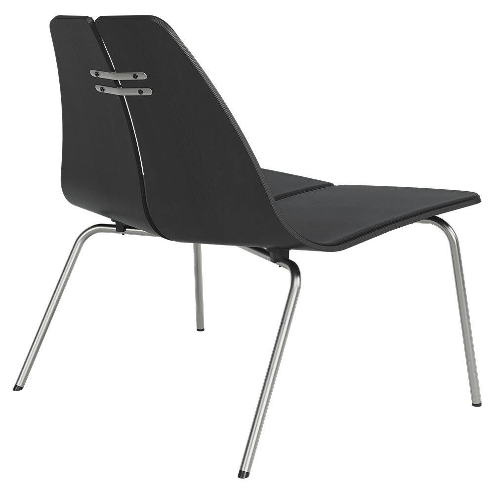 PK23 Front Upholstered Lounge Chair - Black Ash Shell, Chrome Base