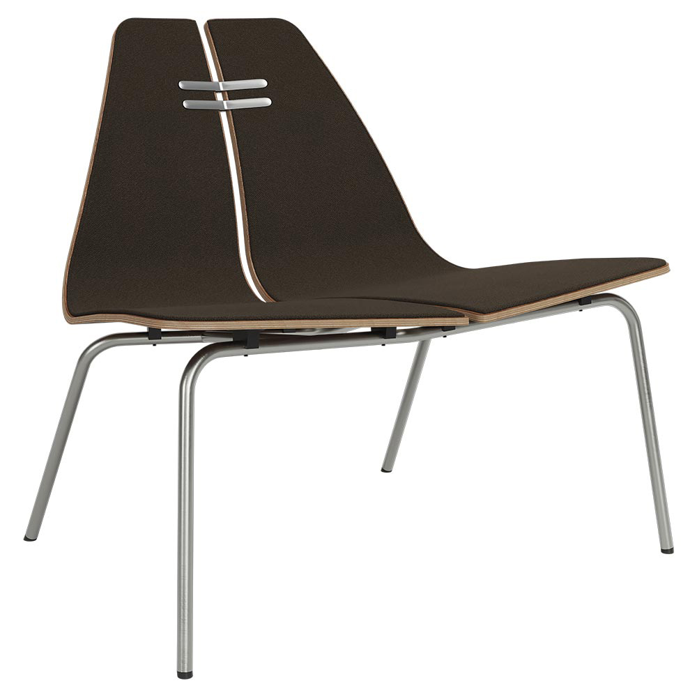 PK23 Front Upholstered Lounge Chair - Walnut Shell, Chrome Base