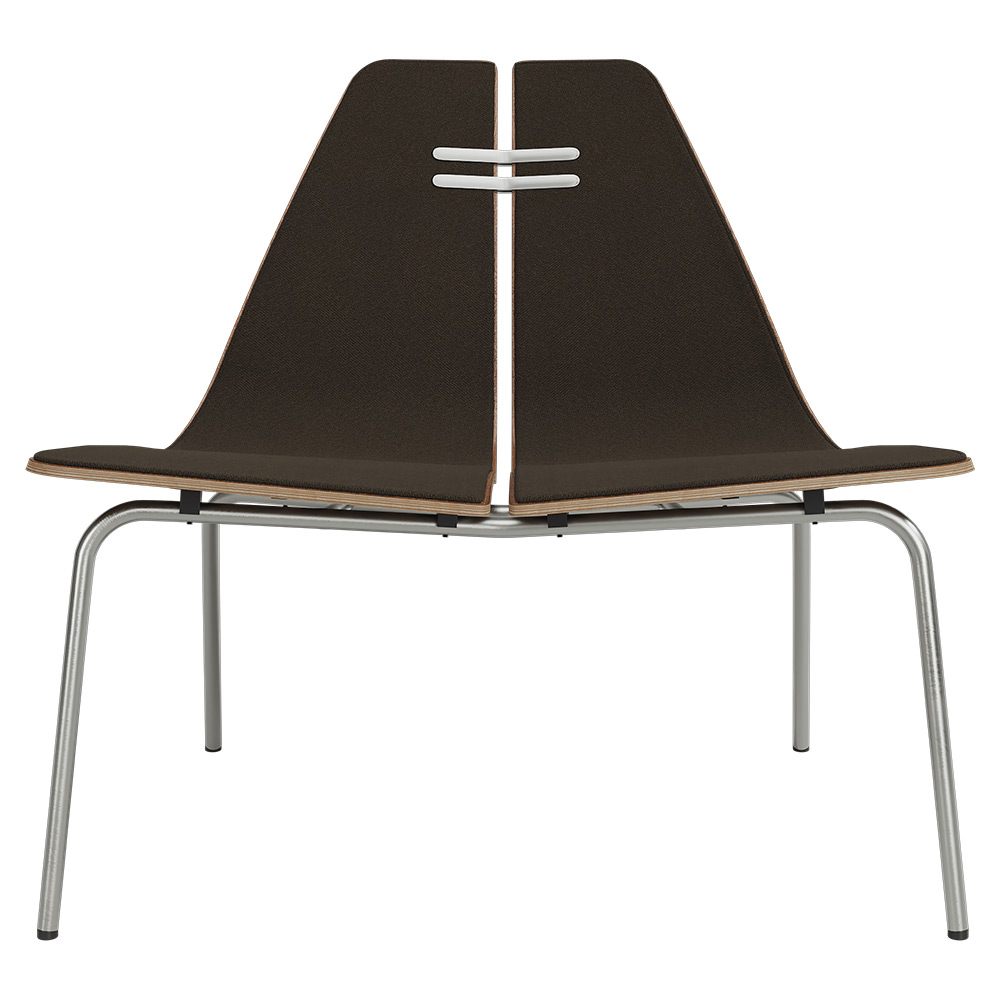 PK23 Front Upholstered Lounge Chair - Walnut Shell, Chrome Base