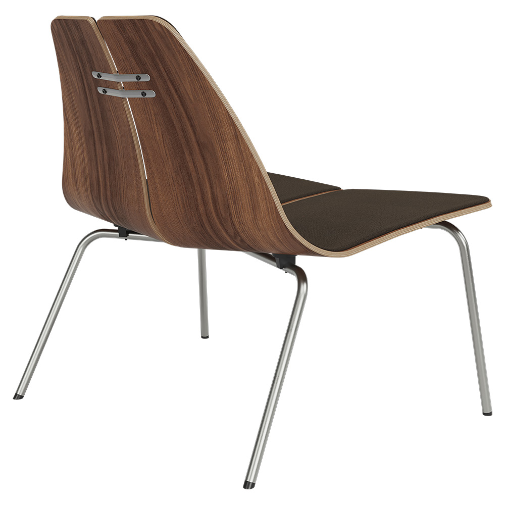 PK23 Front Upholstered Lounge Chair - Walnut Shell, Chrome Base