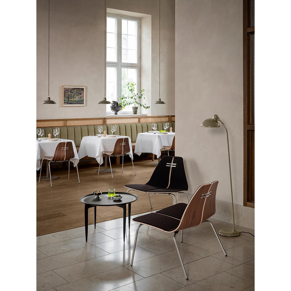 PK23 Front Upholstered Lounge Chair - Walnut Shell, Chrome Base