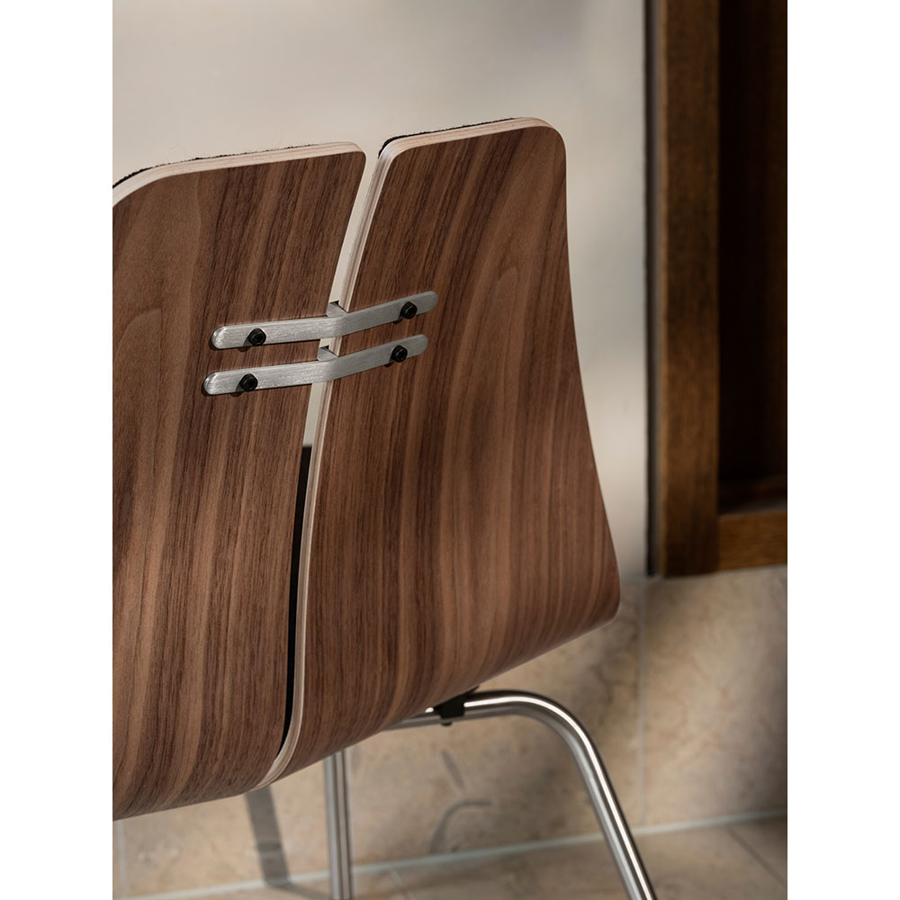 PK23 Front Upholstered Lounge Chair - Walnut Shell, Chrome Base