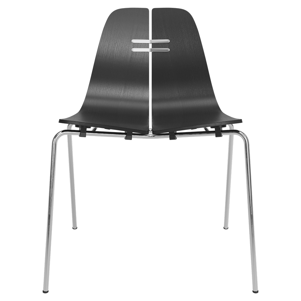PK3 Dining Chair - Black Ash Shell, Chrome Base