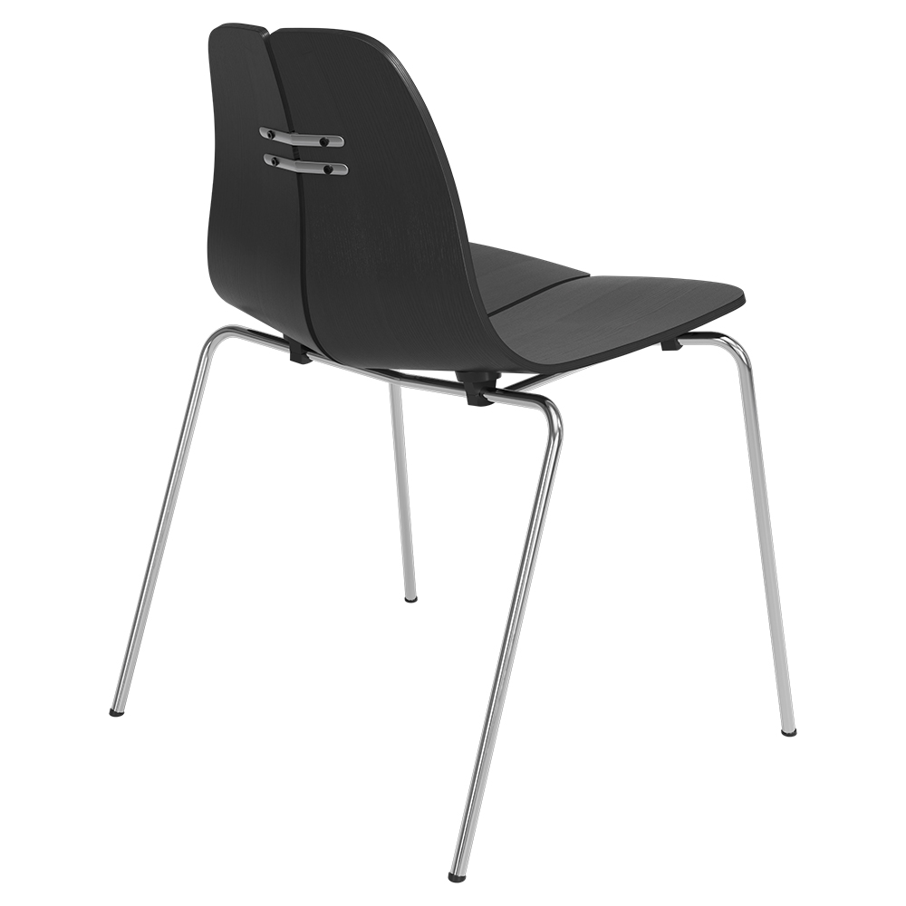 PK3 Dining Chair - Black Ash Shell, Chrome Base