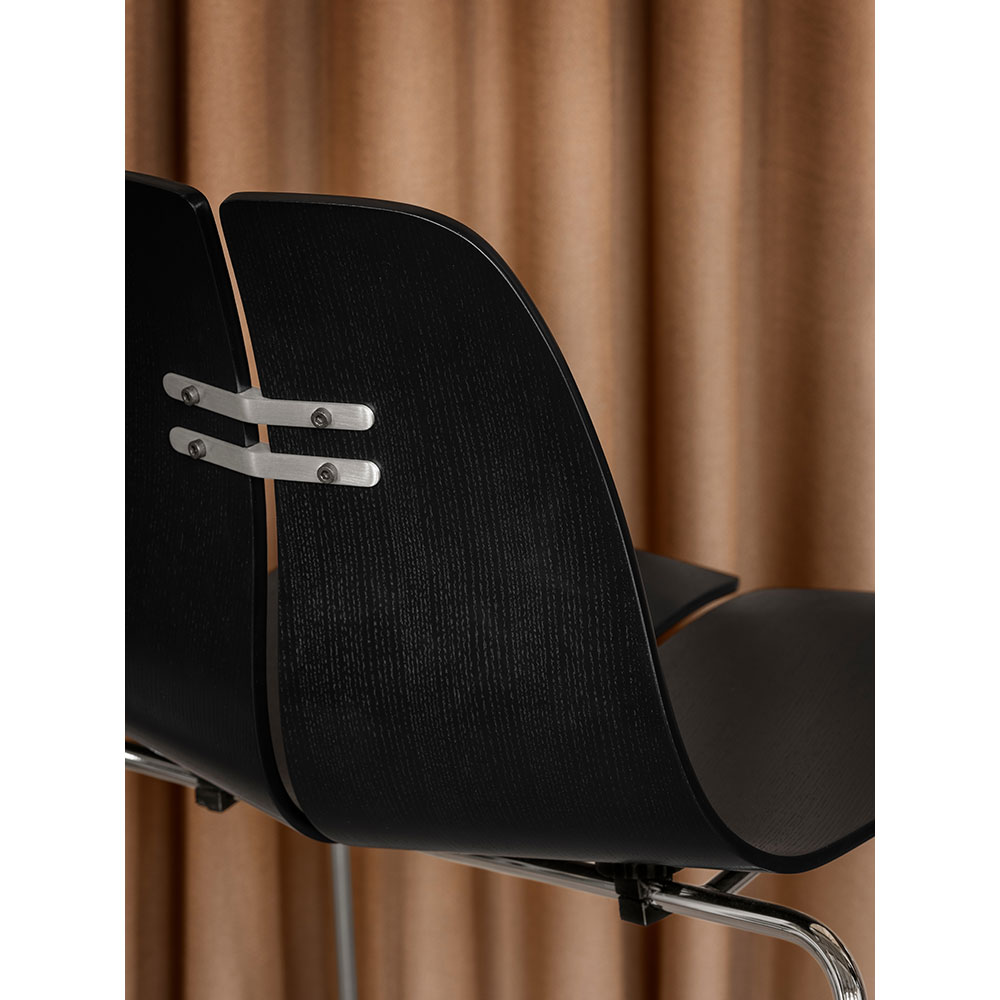 PK3 Dining Chair - Black Ash Shell, Chrome Base