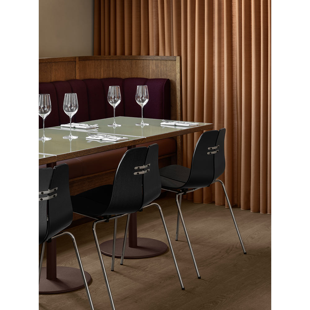 PK3 Dining Chair - Black Ash Shell, Chrome Base