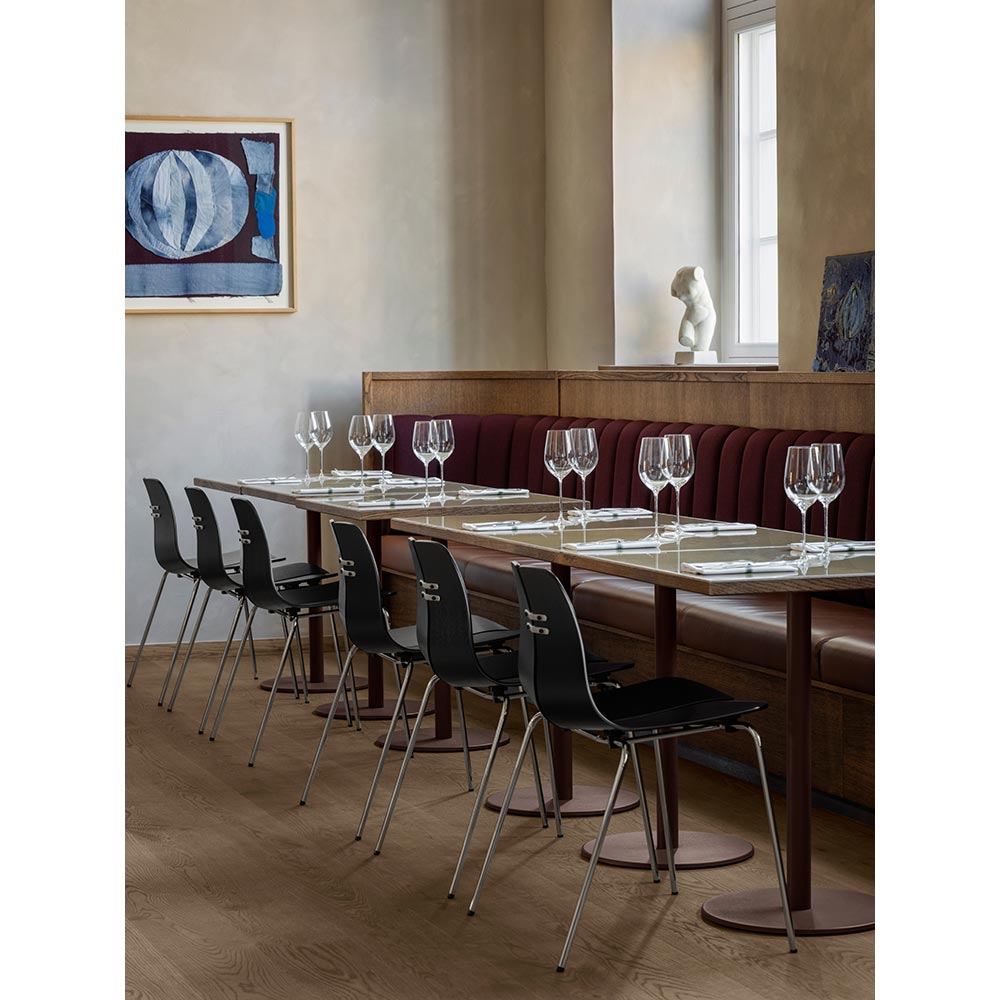 PK3 Dining Chair - Black Ash Shell, Chrome Base