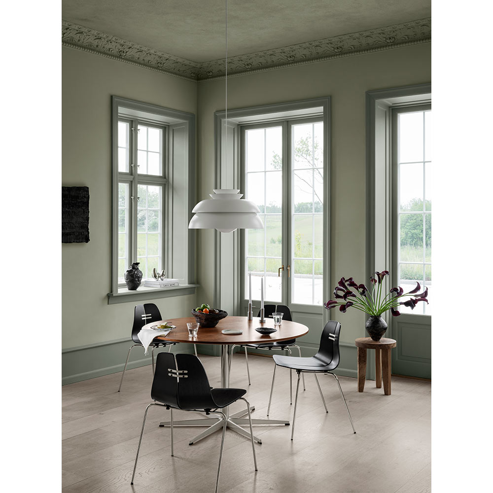 PK3 Dining Chair - Black Ash Shell, Chrome Base