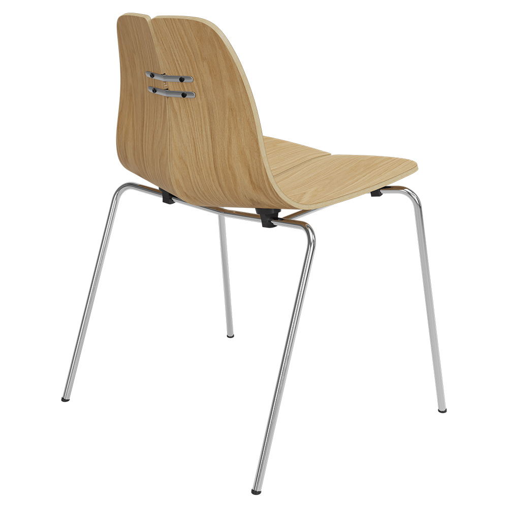 PK3 Dining Chair - Oak Shell, Chrome Base