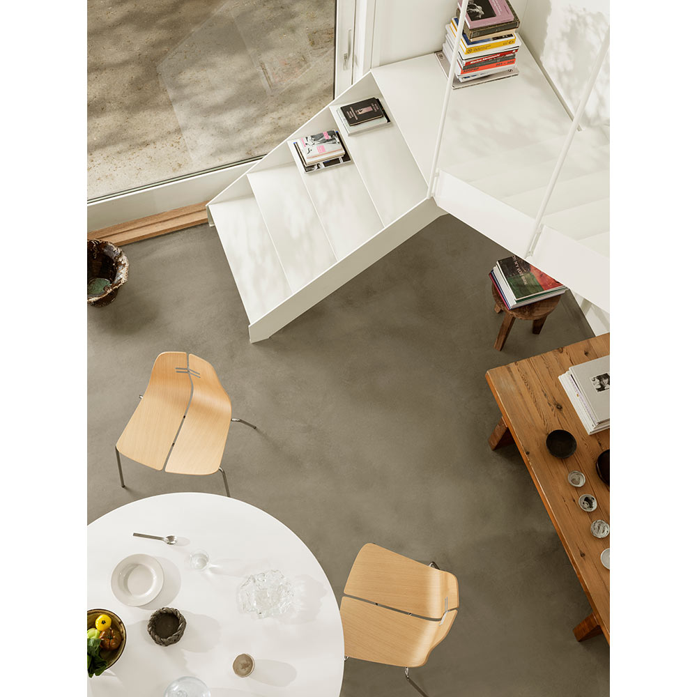 PK3 Dining Chair - Oak Shell, Chrome Base