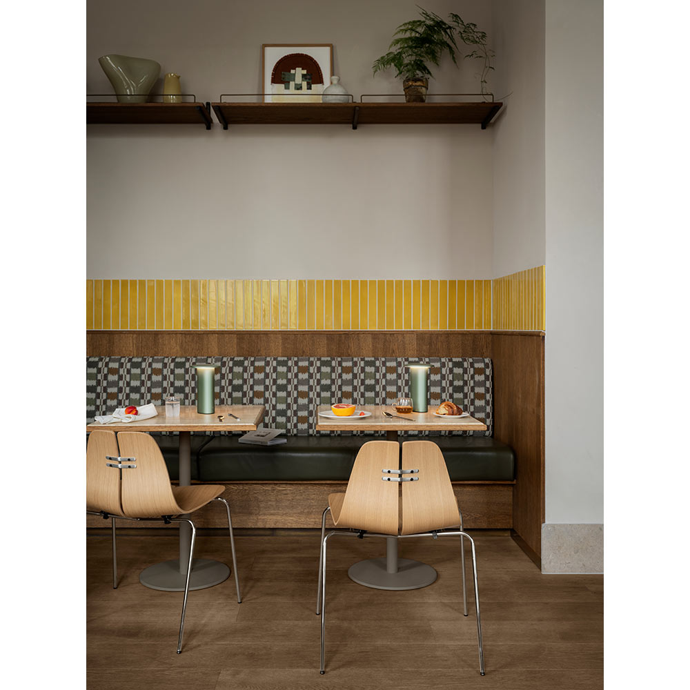 PK3 Dining Chair - Oak Shell, Chrome Base
