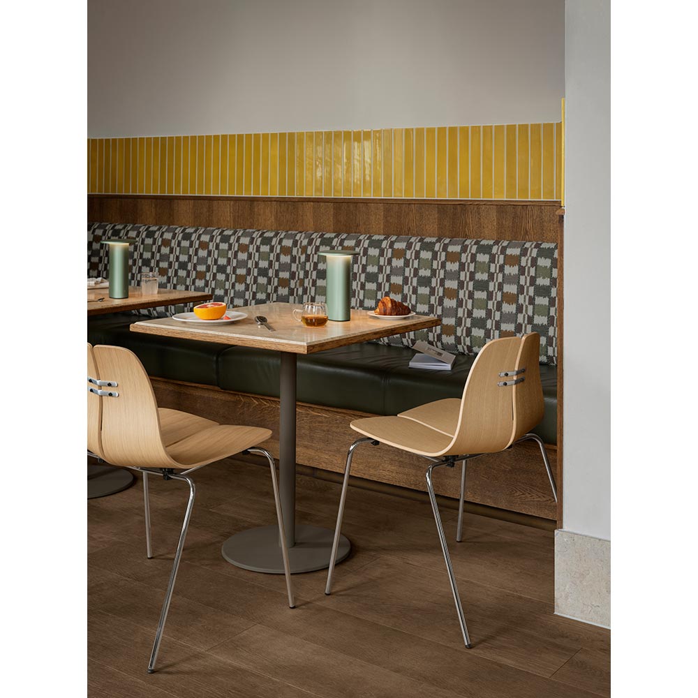 PK3 Dining Chair - Oak Shell, Chrome Base