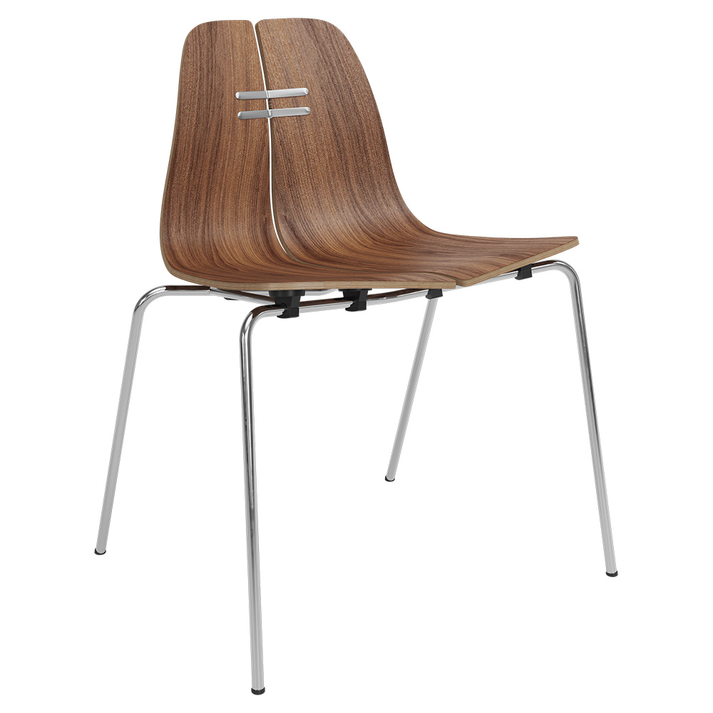 PK3 Dining Chair - Walnut Shell, Chrome Base