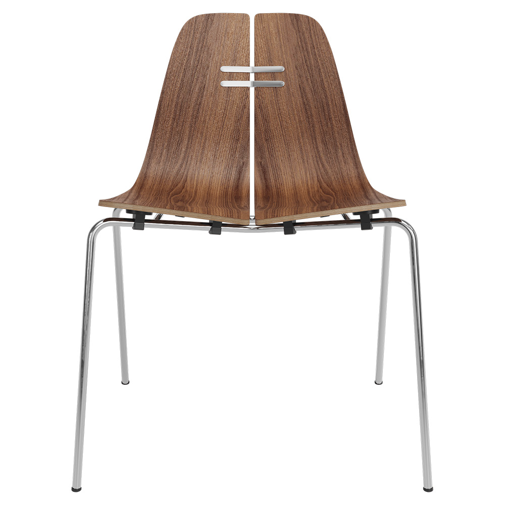 PK3 Dining Chair - Walnut Shell, Chrome Base