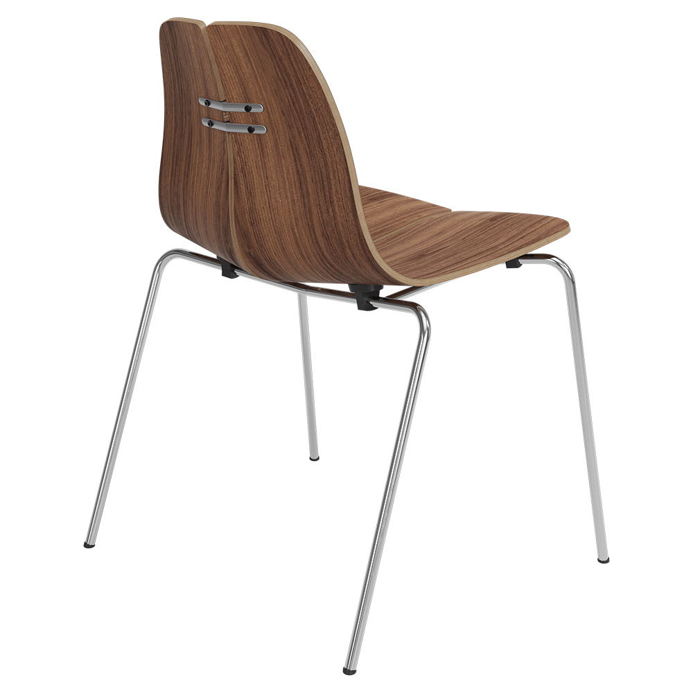 PK3 Dining Chair - Walnut Shell, Chrome Base