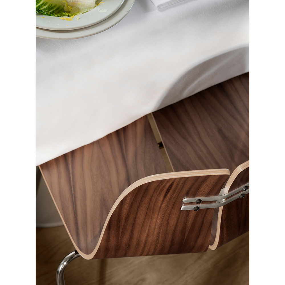PK3 Dining Chair - Walnut Shell, Chrome Base