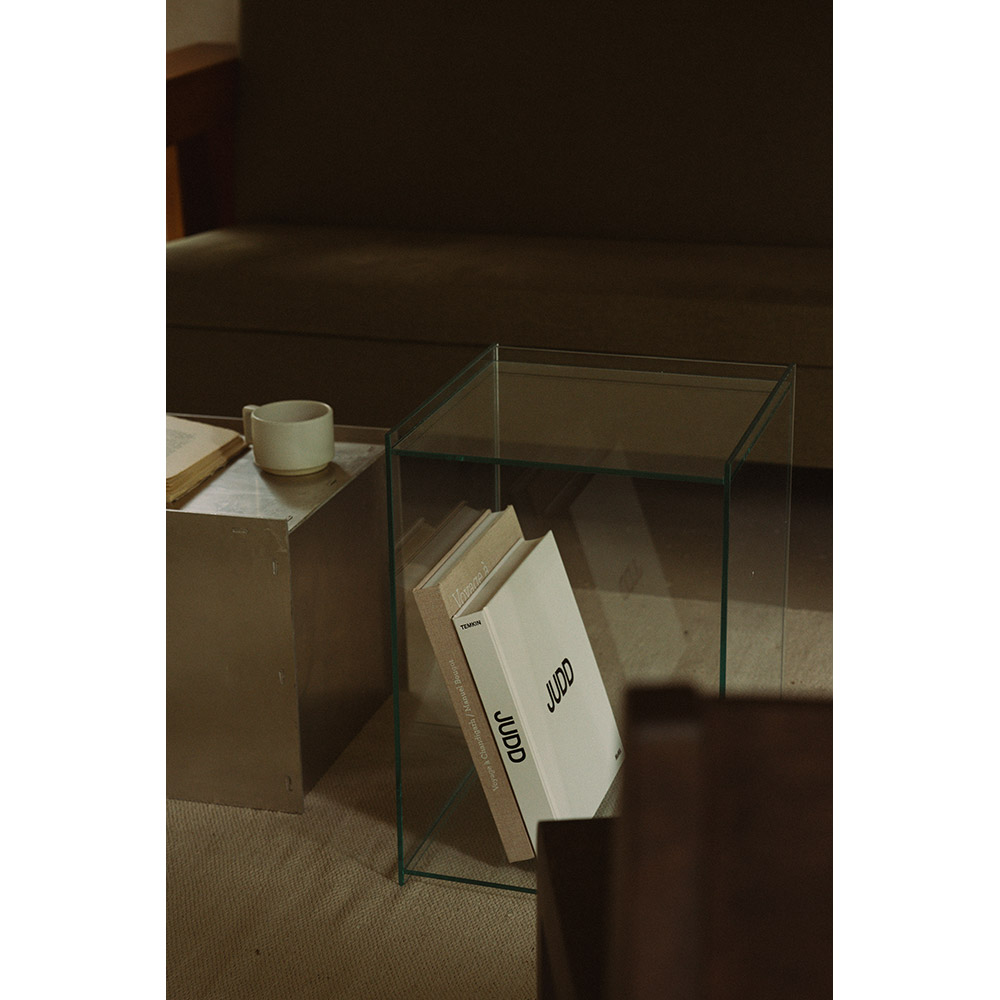 Rivet Box Table - Glass | Rouse Home