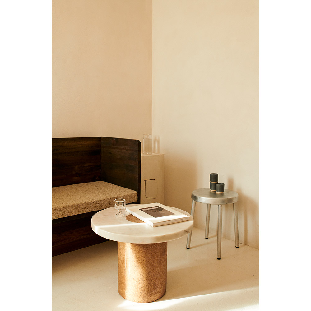 Sintra Table - Large, White Marble, Cork