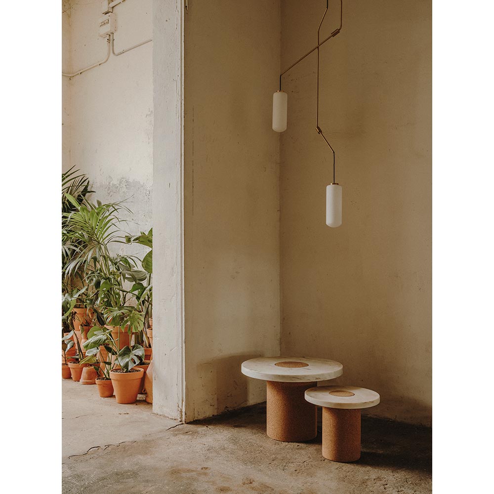 Sintra Table - Large, White Marble, Cork