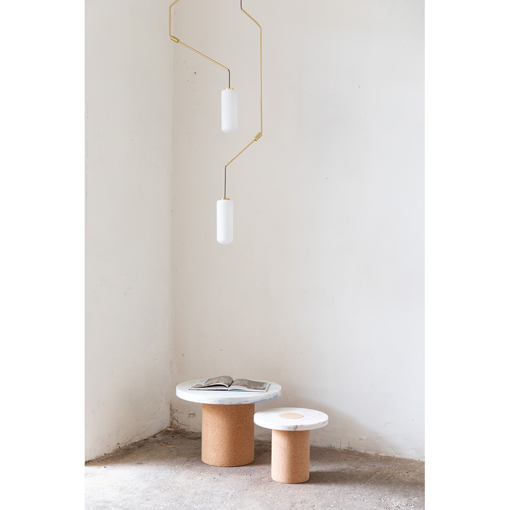 Sintra Table - Large, White Marble, Cork