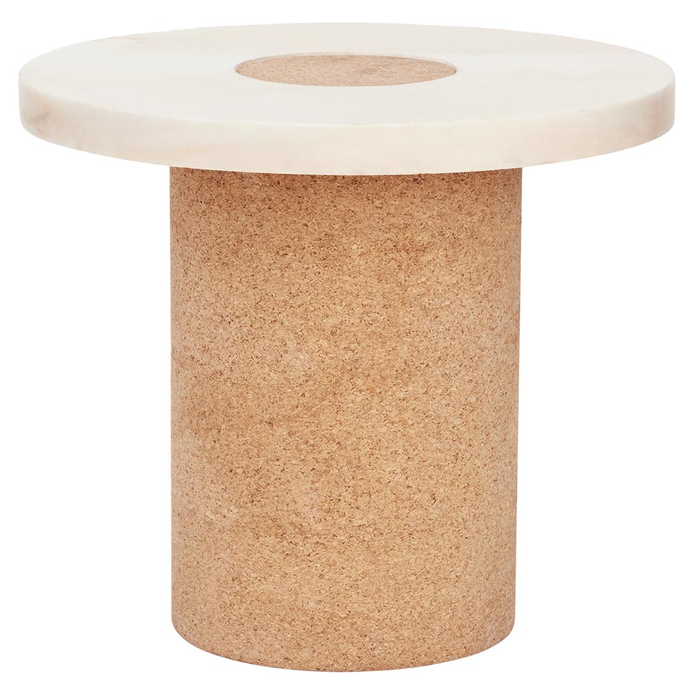 Sintra Table - Small, White Marble, Cork