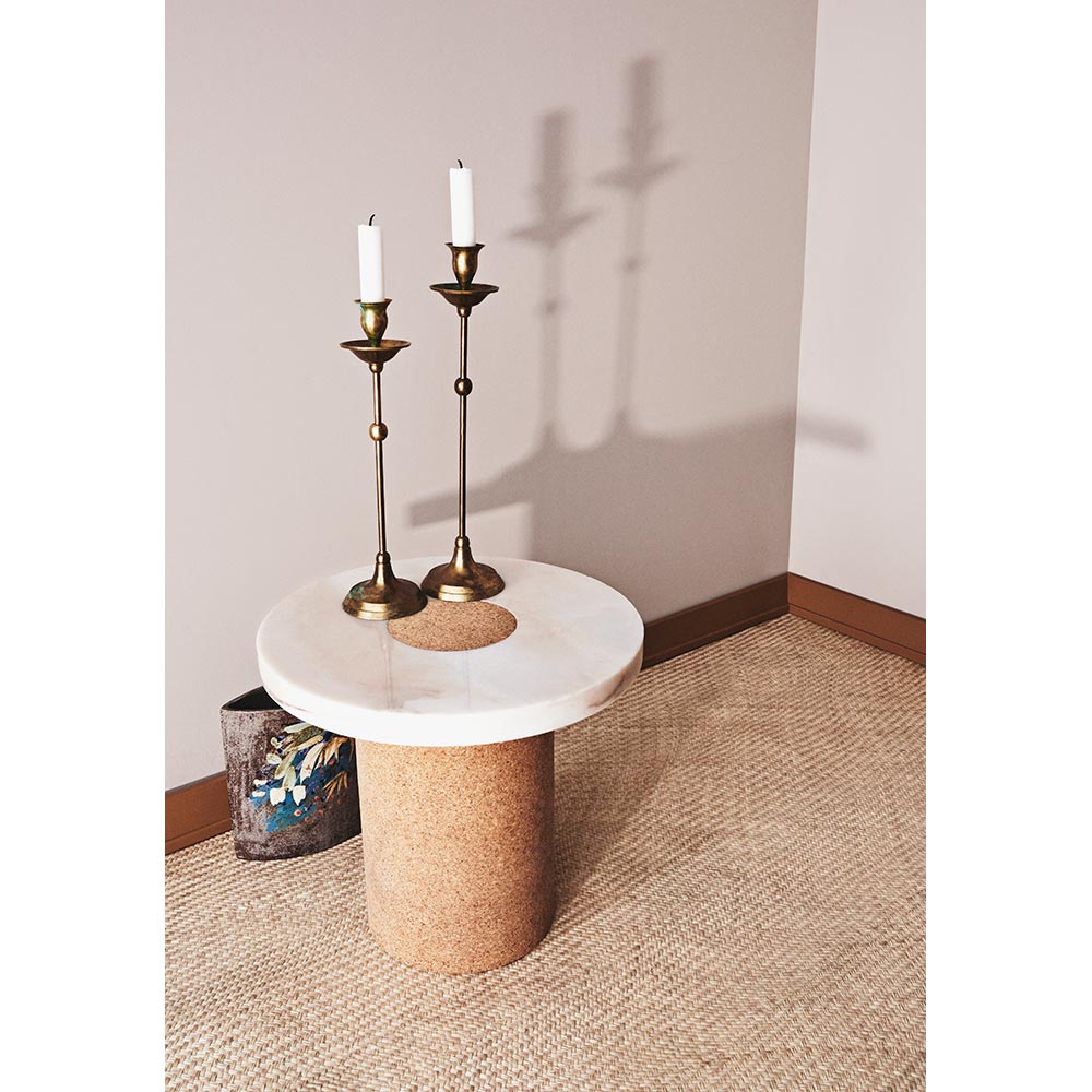 Sintra Table - Small, White Marble, Cork