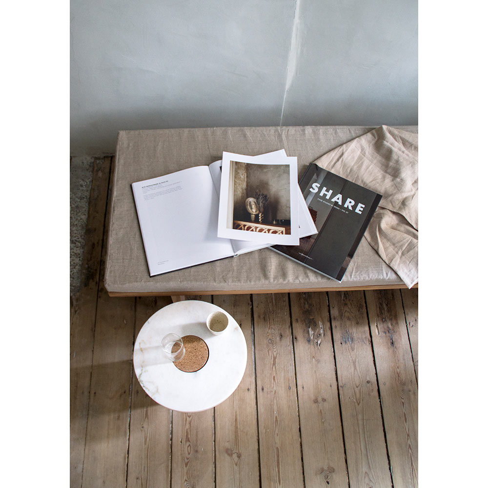 Sintra Table - Small, White Marble, Cork