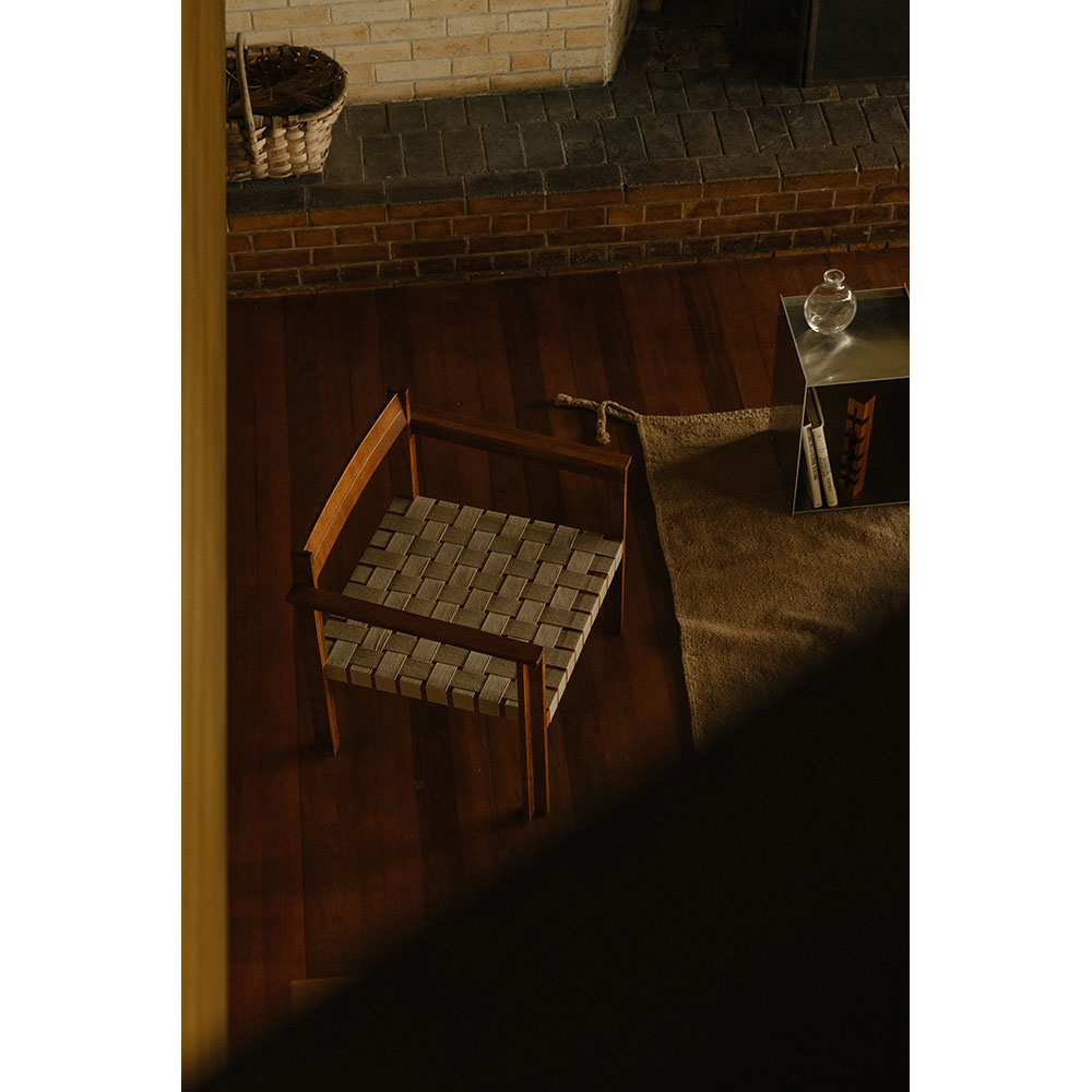 Symmetry Armrest Chair - Honey Ash Wood, Oat Fabric | Rouse Home