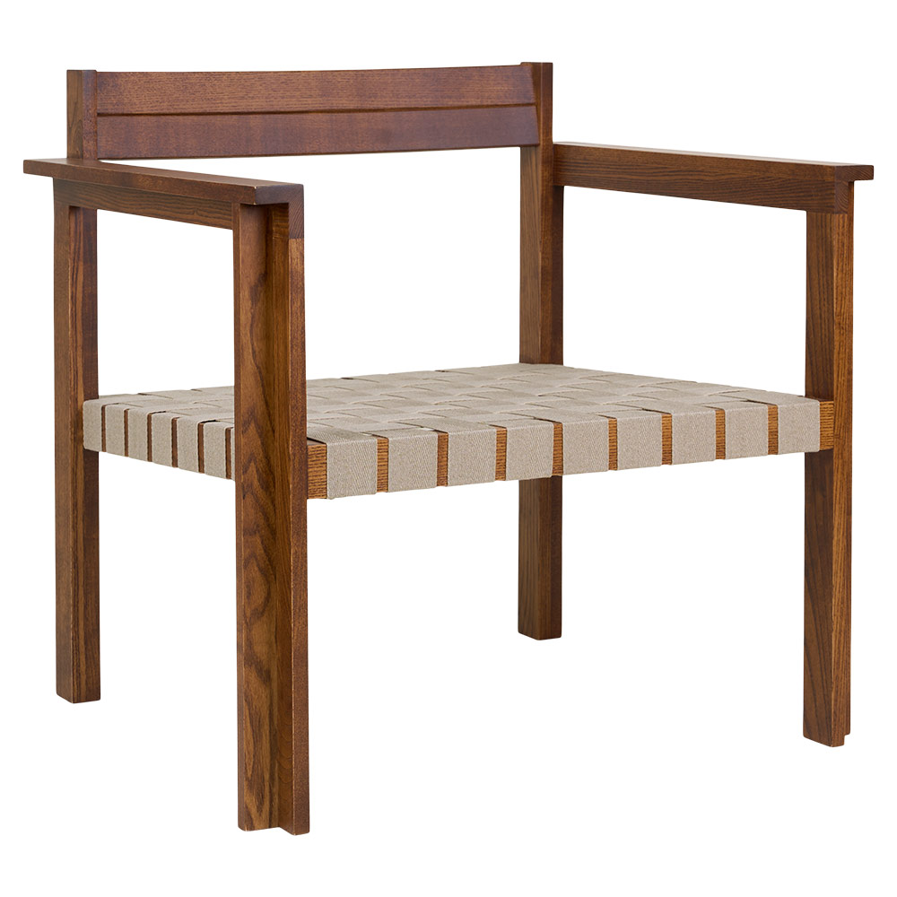 Symmetry Easy Chair - Honey Ash Wood, Oat Fabric