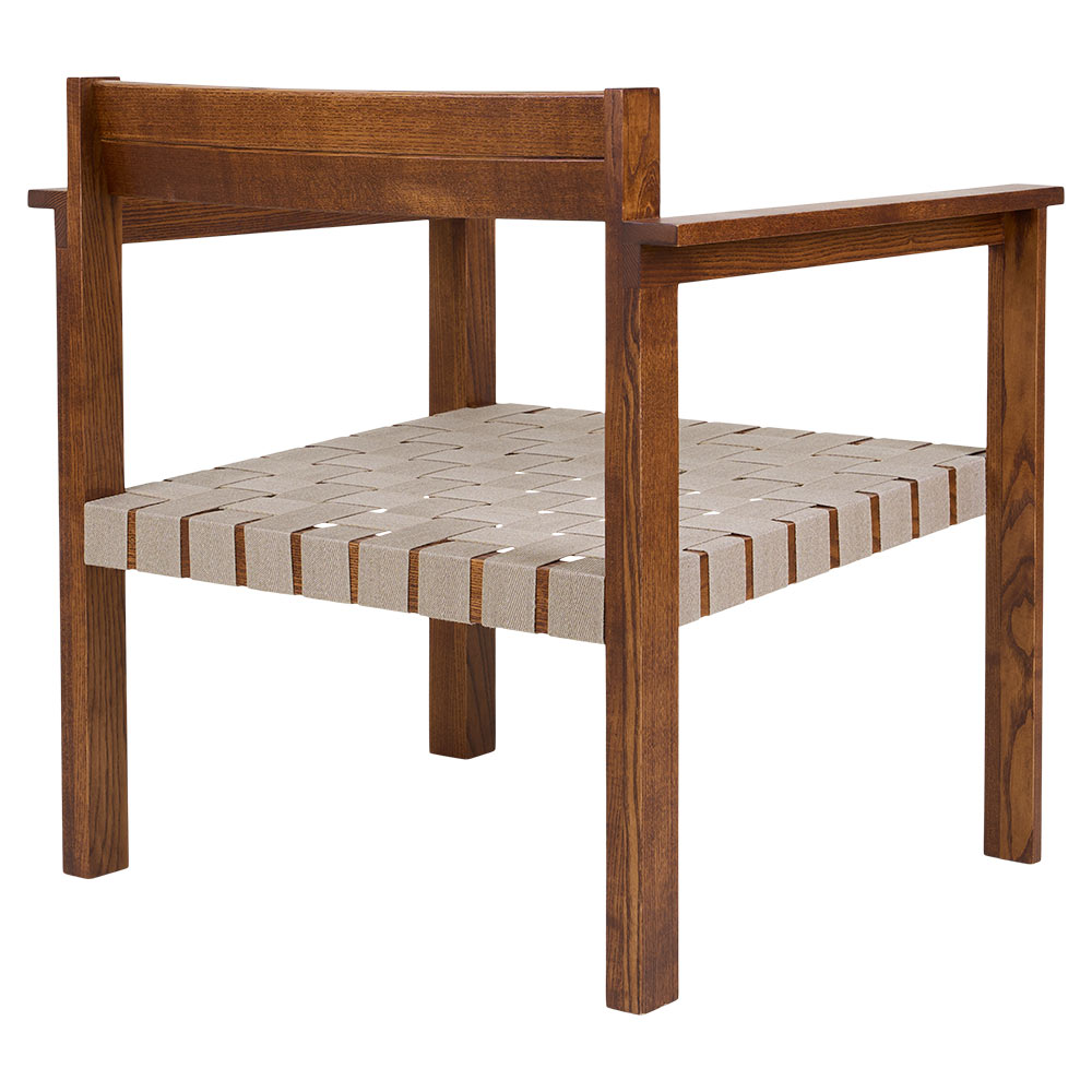 Symmetry Easy Chair - Honey Ash Wood, Oat Fabric