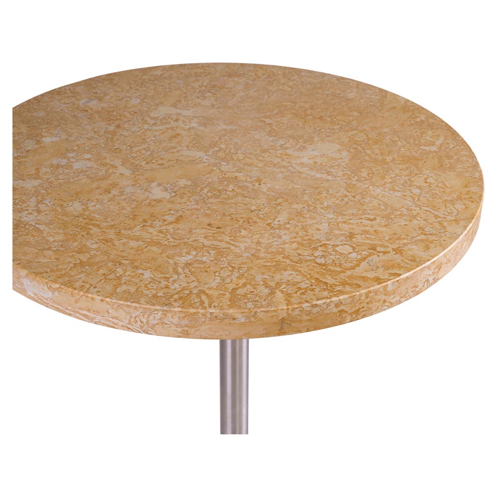 Table 57 - 21.65"W, Yellow Limestone, Stainless Steel