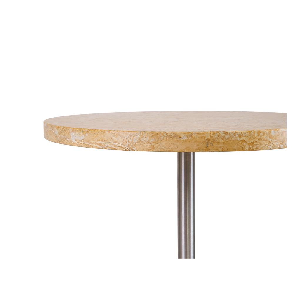 Table 57 - 21.65"W, Yellow Limestone, Stainless Steel