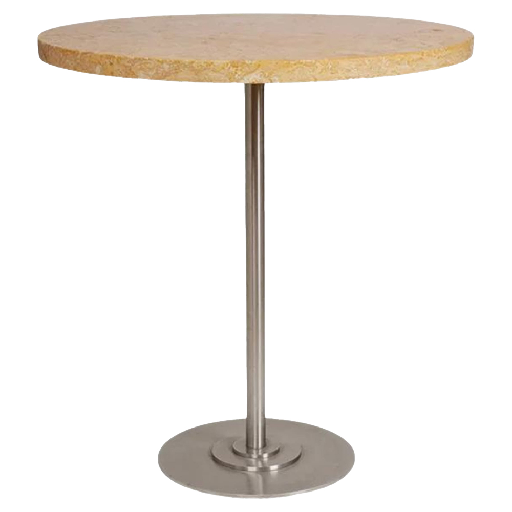 Table 57 - 27.56"W, Yellow Limestone, Stainless Steel