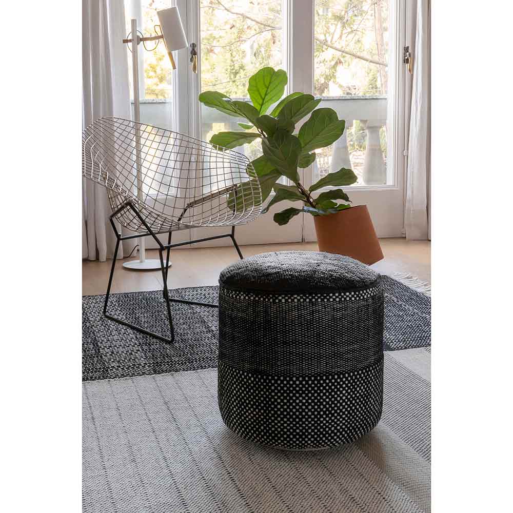 Tres Persian Pouf Small Black 02 | Rouse Home