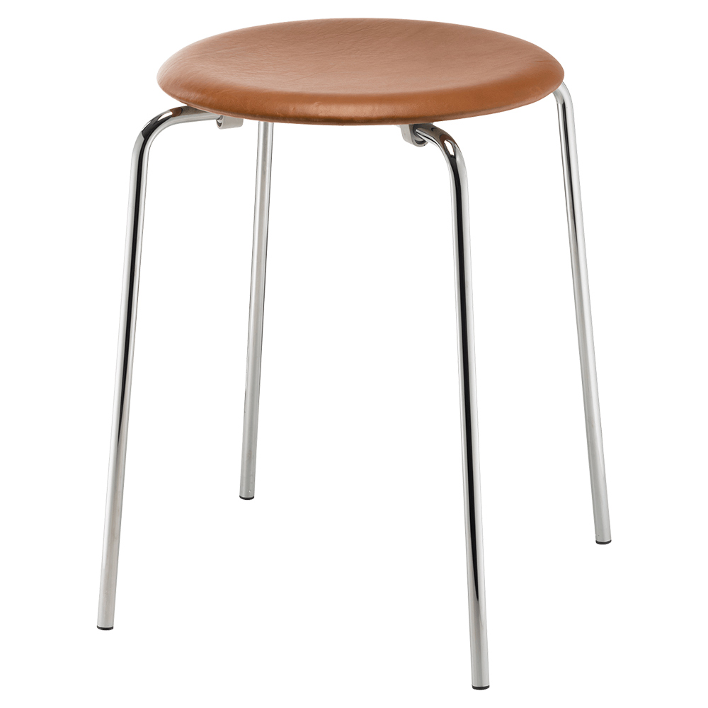 Dot Stool - Walnut Leather, Chrome Base