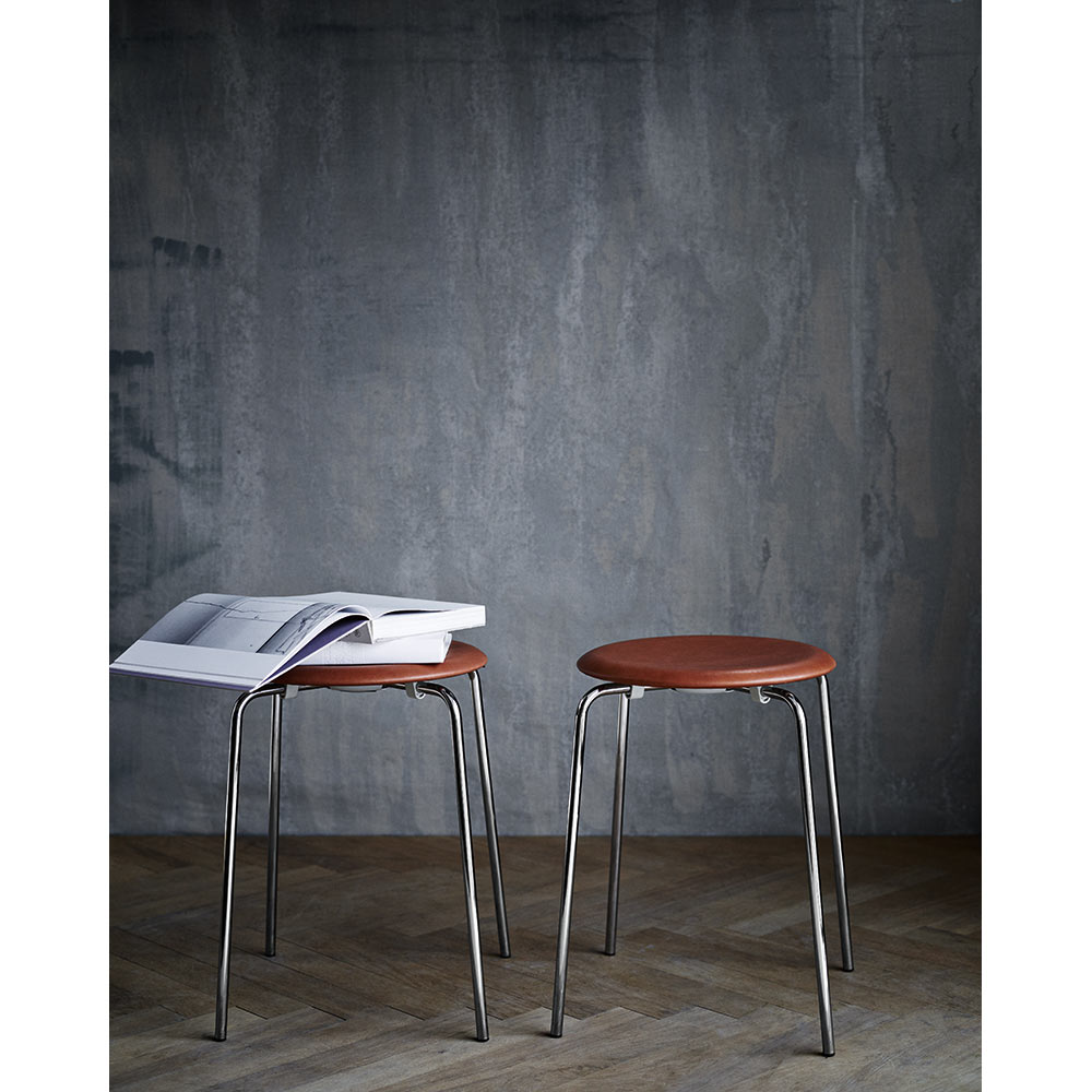 Dot Stool - Walnut Leather, Chrome Base