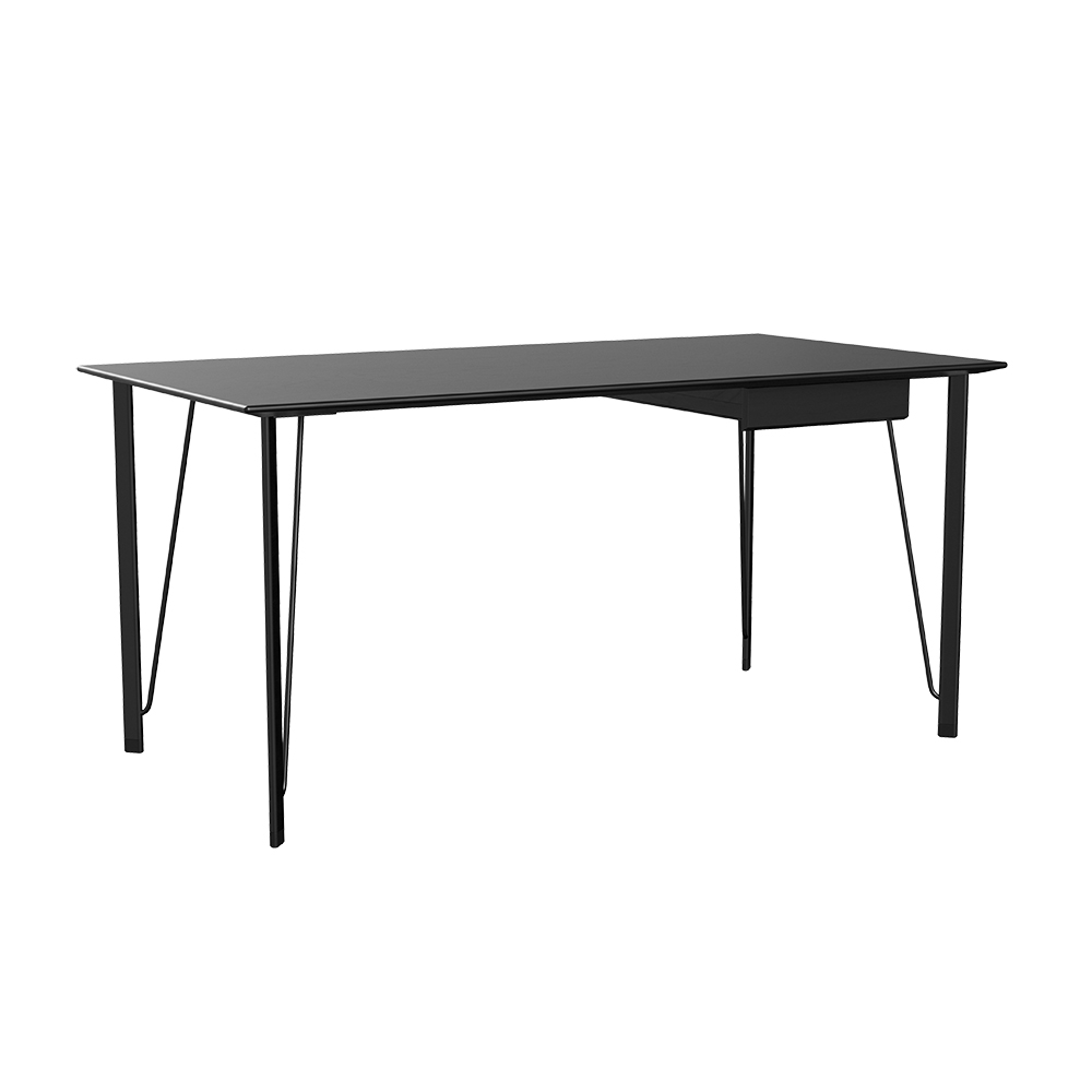 FH3605 Desk With Drawer - Black Ash Tabletop, Black Base