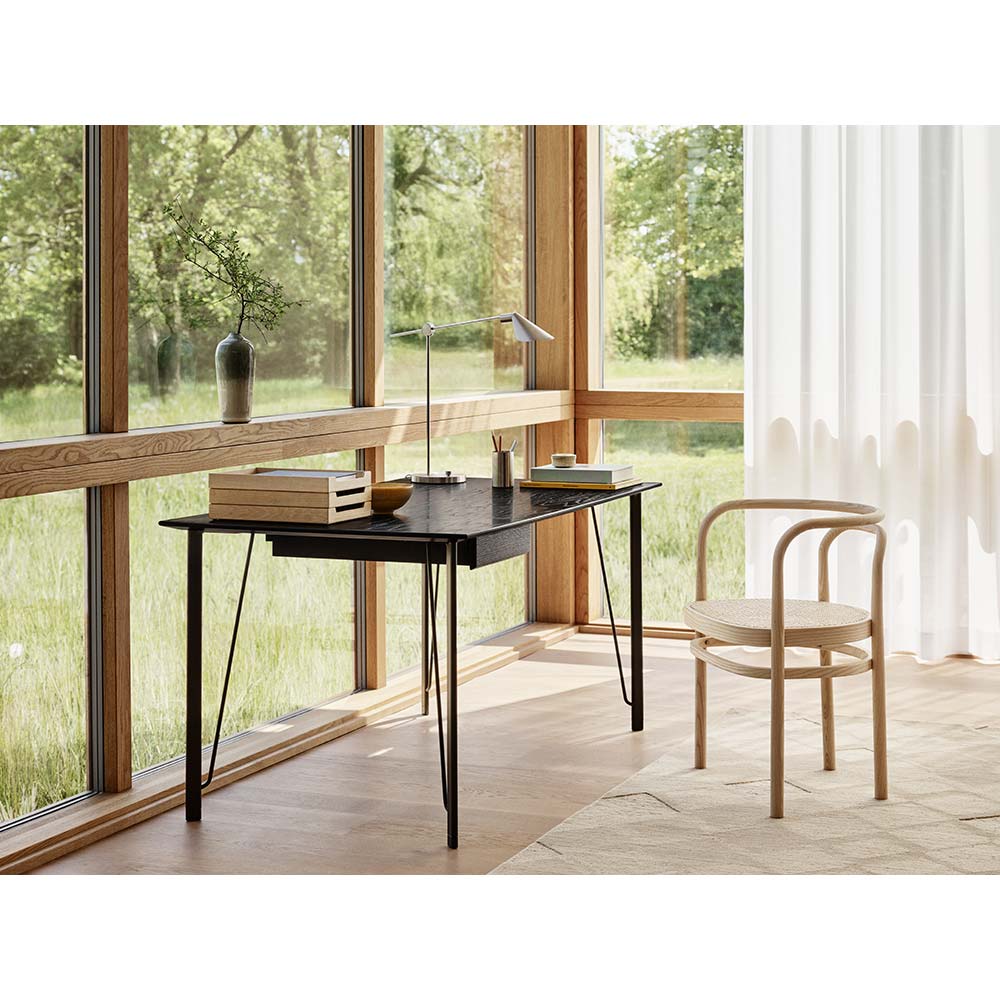 FH3605 Desk With Drawer - Black Ash Tabletop, Black Base