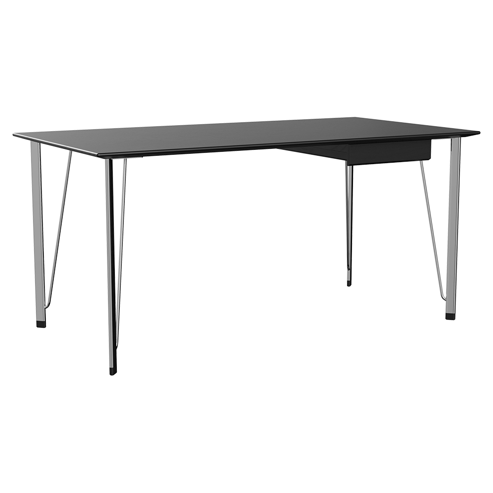 FH3605 Desk With Drawer - Black Ash Tabletop, Chrome Base