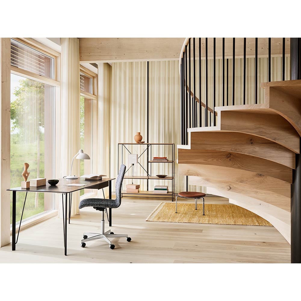 FH3605 Desk With Drawer - Walnut Tabletop, Black Base