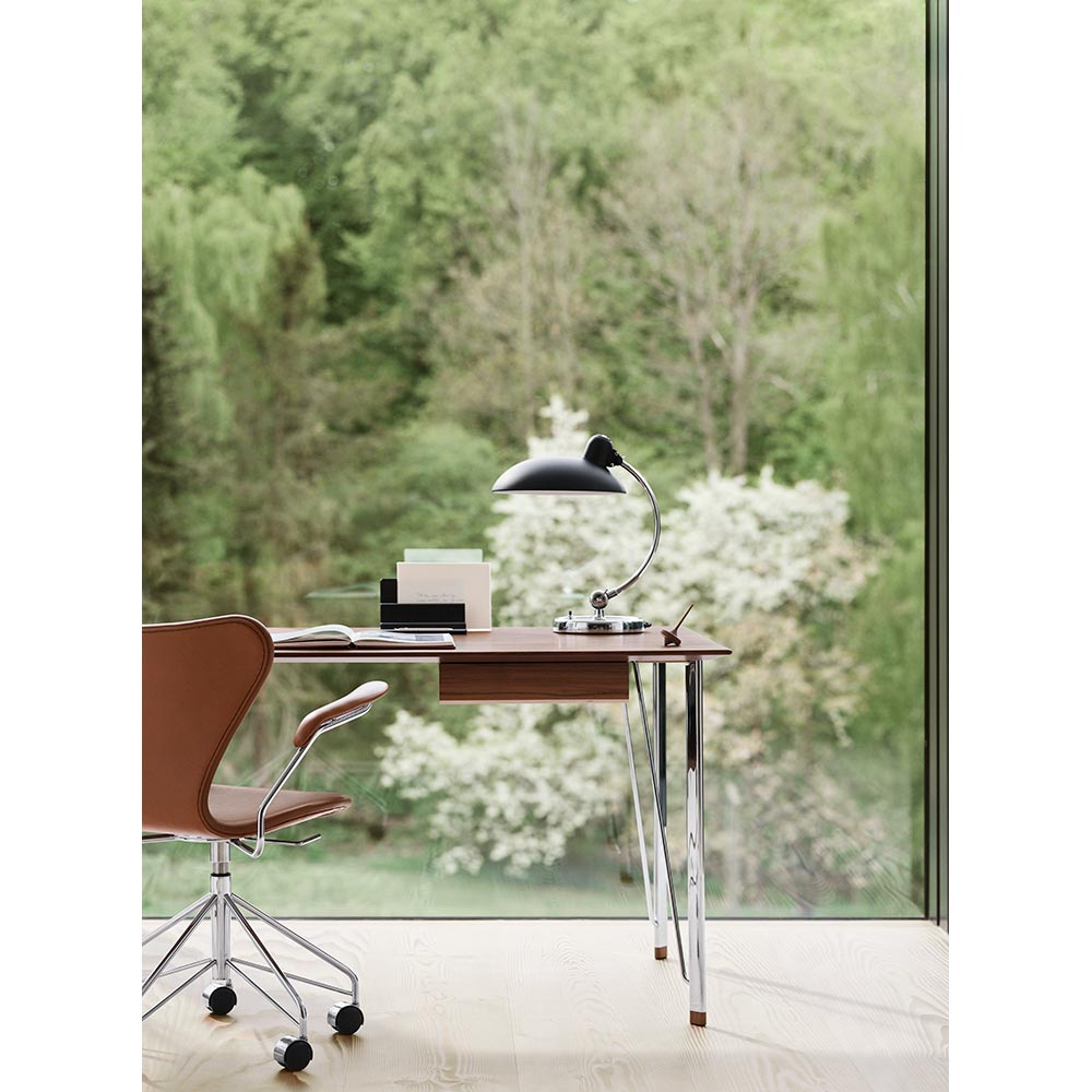 FH3605 Desk With Drawer - Walnut Tabletop, Chrome Base