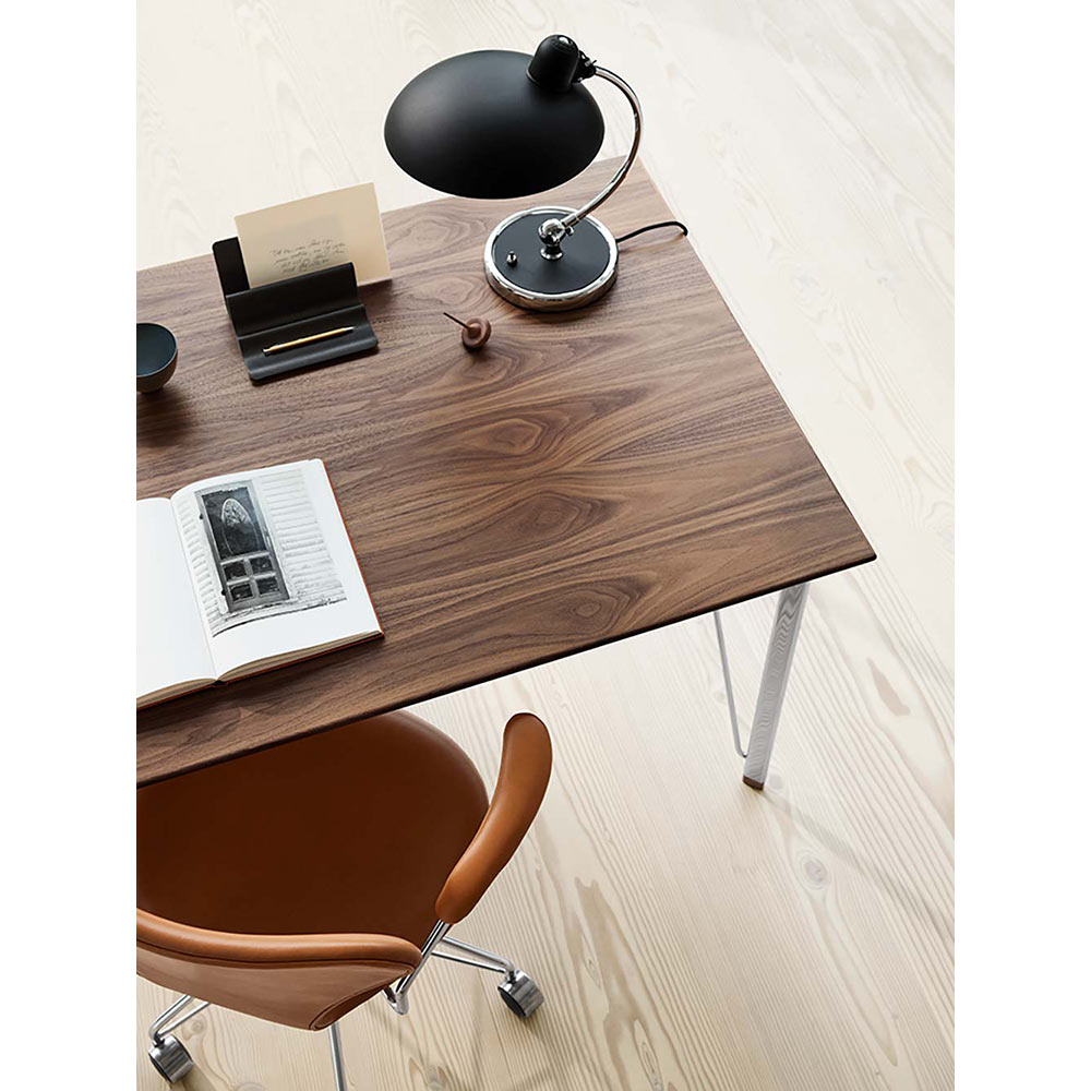 FH3605 Desk With Drawer - Walnut Tabletop, Chrome Base