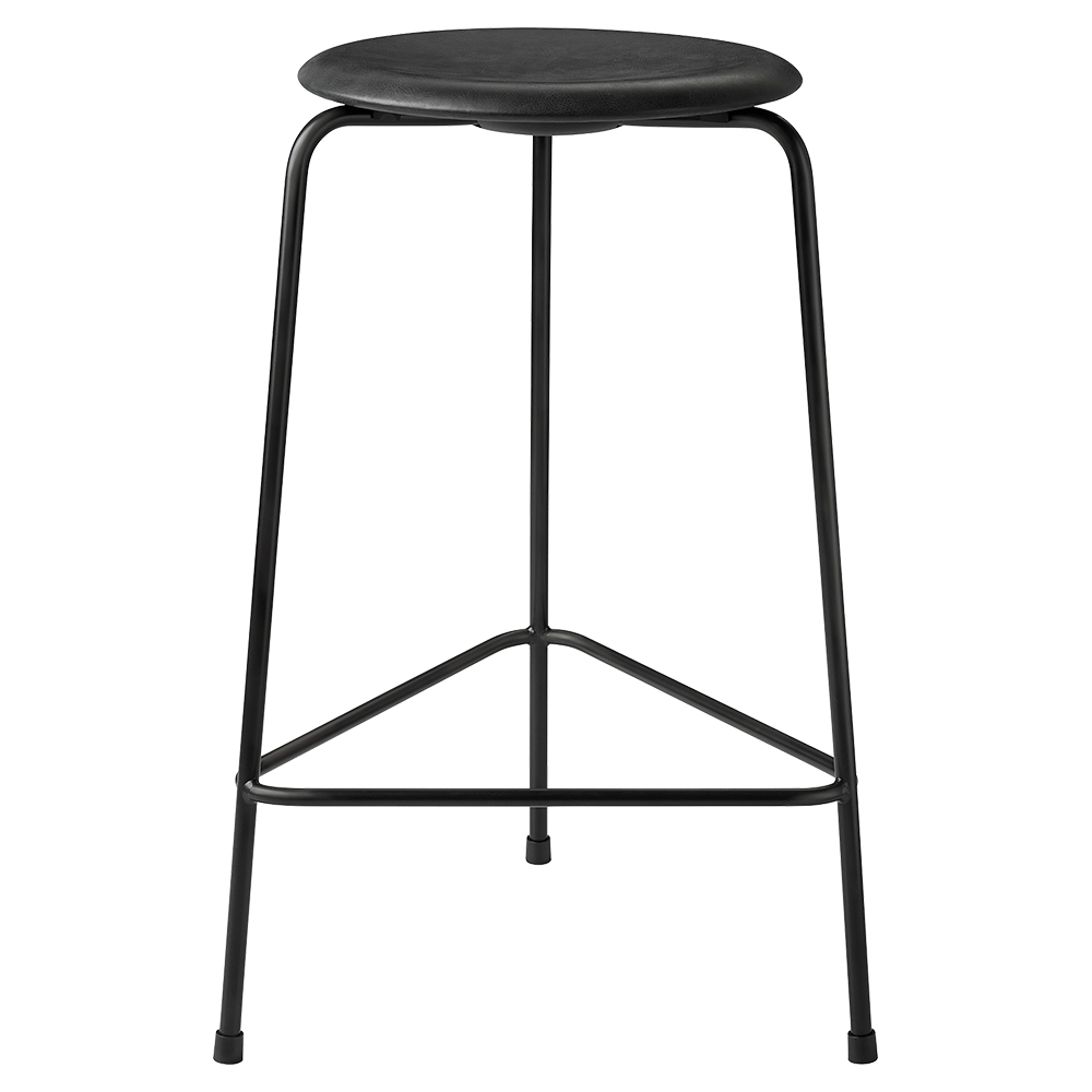 High Dot Stool 3 Legs - Black Leather, Black Base