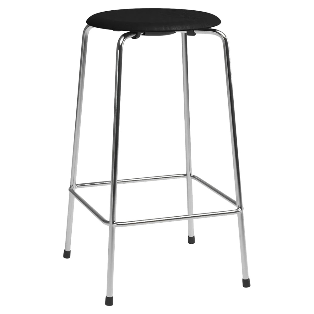 High Dot Stool 4 Legs - Black Ash, Chrome Base