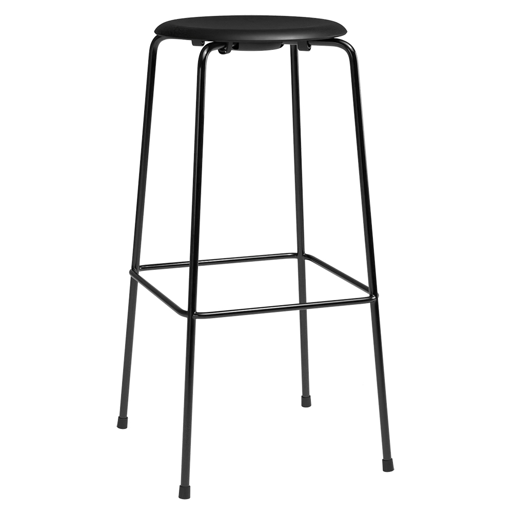 High Dot Stool 4 Legs - Black Leather, Black Base