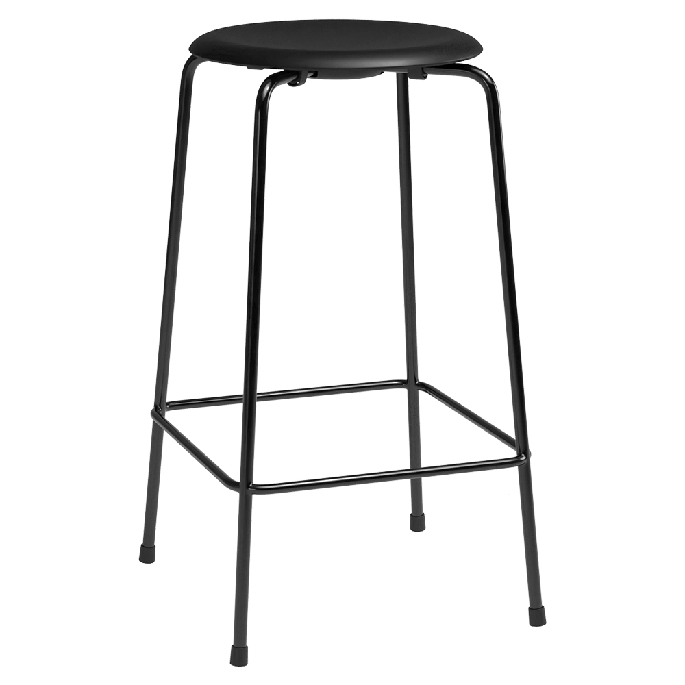 High Dot Stool 4 Legs - Black Leather, Black Base
